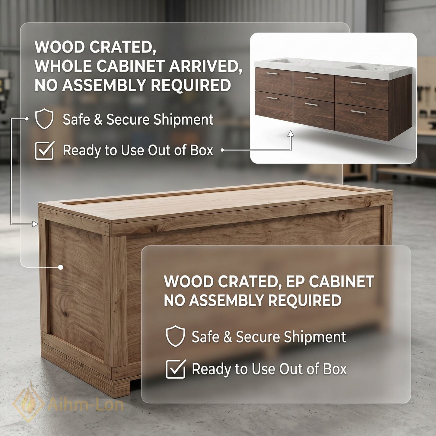 60''-96'' Modern Bathroom Vanity with Sink Dual Sink Marble-Style Top Six Drawers Cabinet