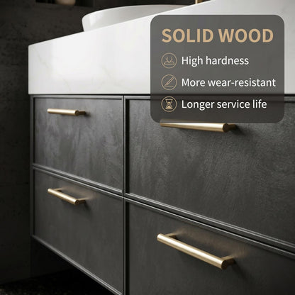 60''-96'' Double Bathroom Vanity with Sink Modern Floating Stone-Like Finish Deep Drawers