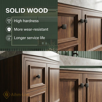 76''-96'' Modern Floating Bathroom Vanity with Sink Recessed Basins Solid Wood Panel