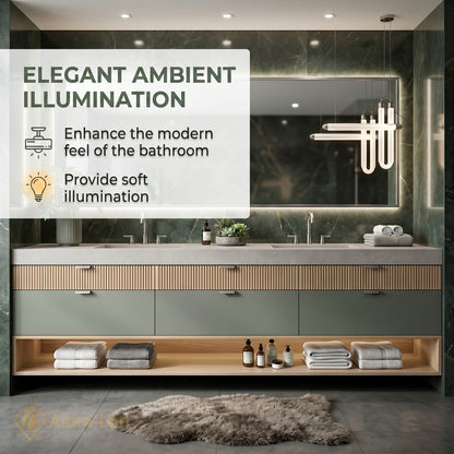 70''-96'' Double Bathroom Vanity with Sink Grey Modern Slatted Vertical Panels Slate