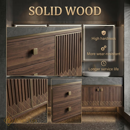 60''-96'' Double Bathroom Vanity with Sink Dark Walnut Slatted Center Panel Floating