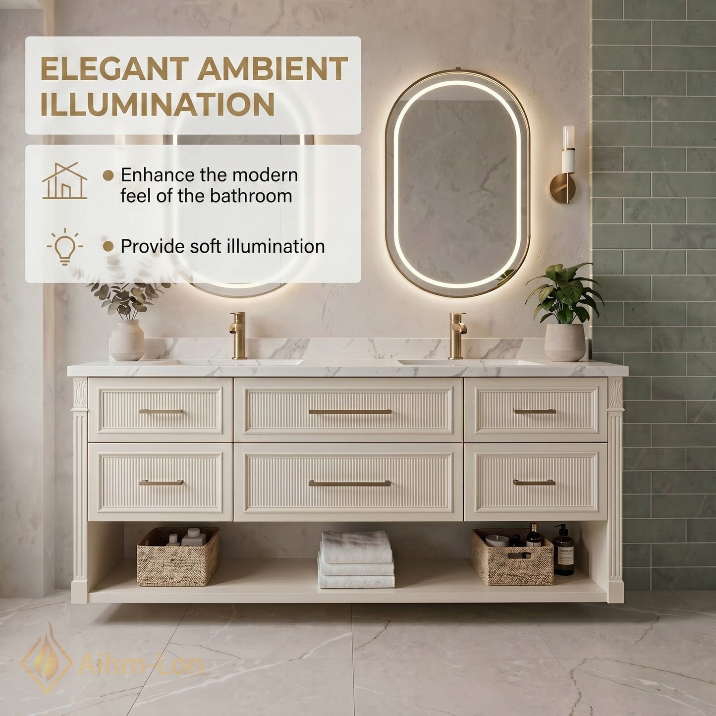70''-96'' Double Bathroom Vanity with Sink Fluted Panel Drawers Open Shelf Cabinet