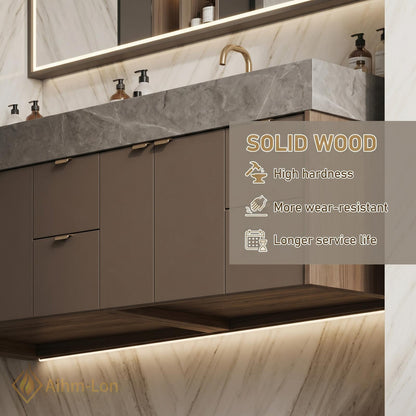 60''-96'' Double Bathroom Vanity with Sink Dark Grey Finish Sleek Bathroom Spaces