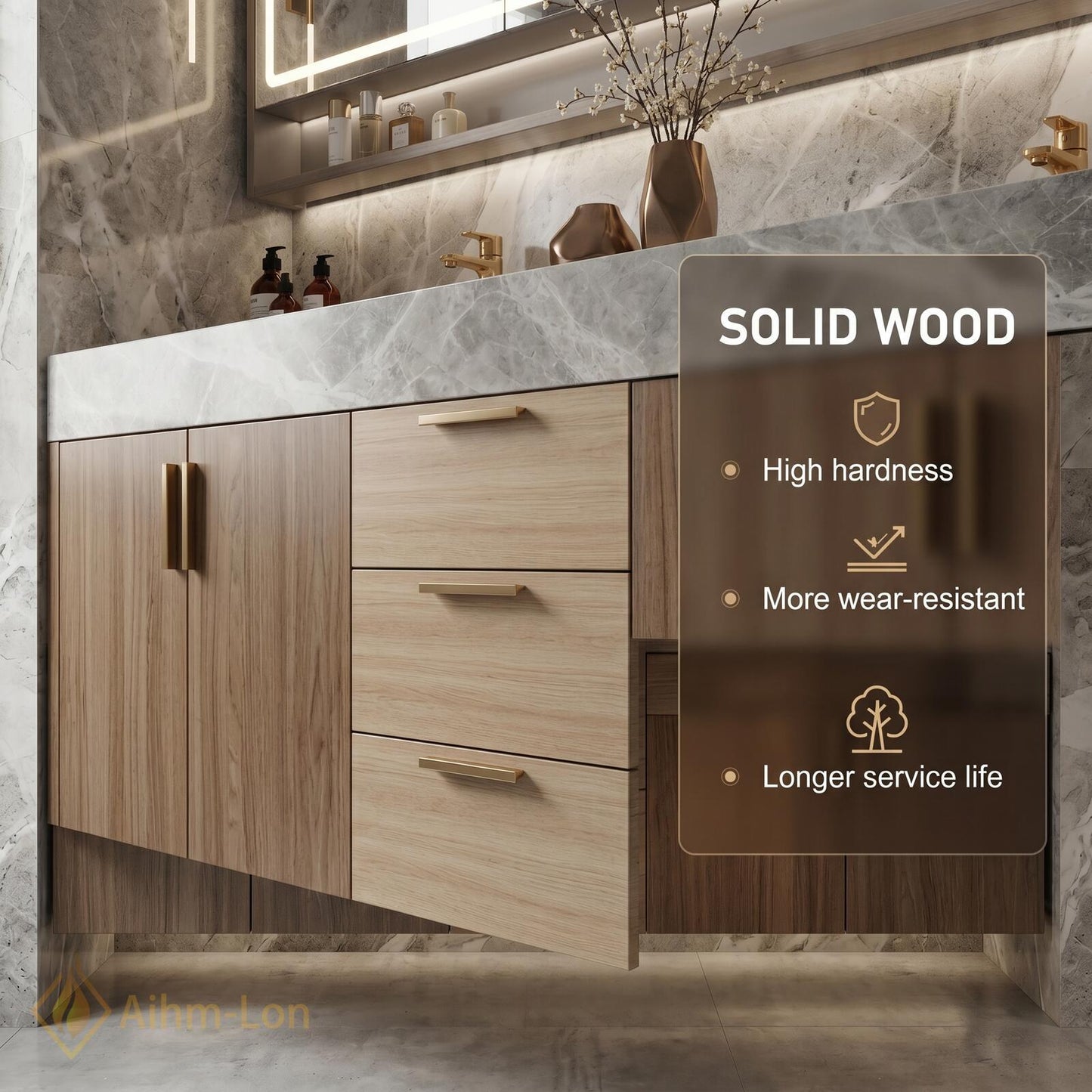 60''-96'' Double Bathroom Vanity with Sink Modern Floating Marble Drawer Storage Vein