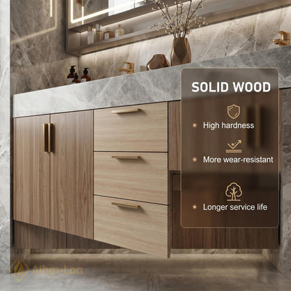 60''-96'' Double Bathroom Vanity with Sink Modern Floating Marble Drawer Storage Vein