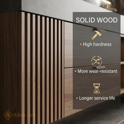 72''-96'' Double Bathroom Vanity with Sink Dark-Walnut Modern Center Floating Shelving