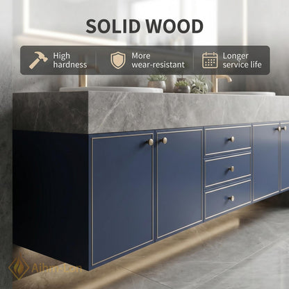 60''-96'' Double Bathroom Vanity with Sink Modern Floating Dark Blue Painted Finish