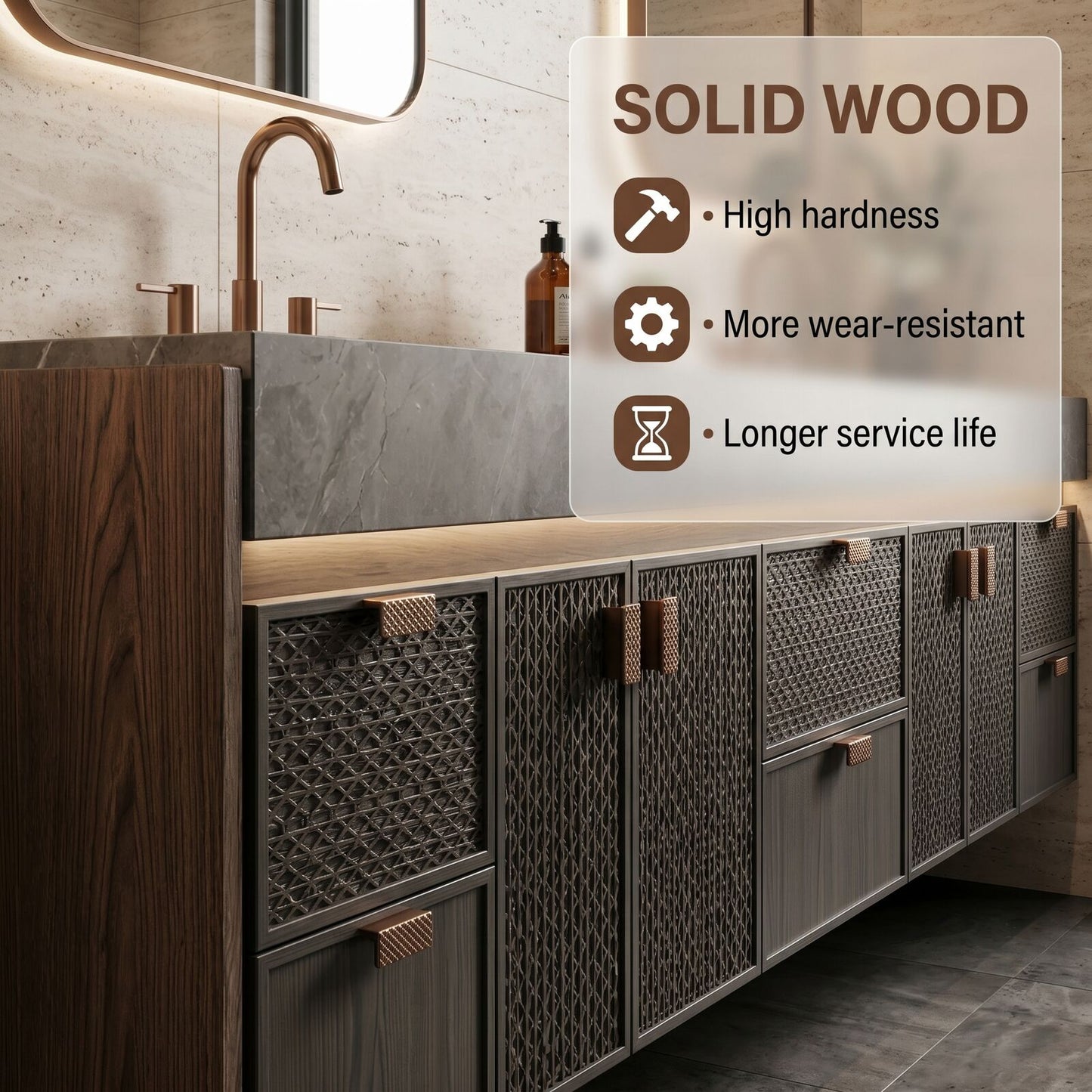 78''-96'' Modern Bathroom Vanity with Sink Dark Stone Top Storage Drawers Cabinet