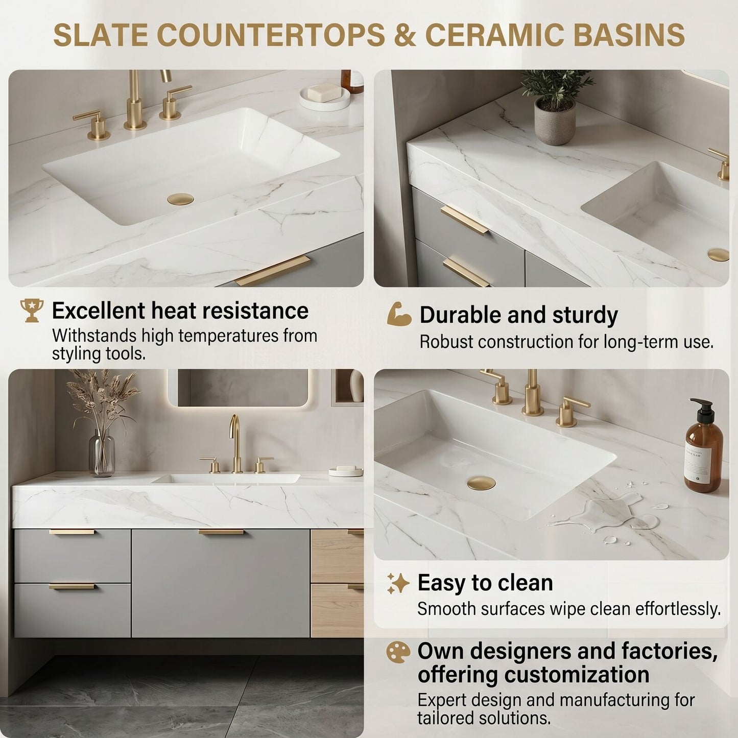 72''-96'' Double Bathroom Vanity with Sink Floating Marble Patterned Drawer Storage Cabinet