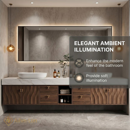 76''-96'' Double Bathroom Vanity with Sink Floating Open-Shelving Wavy Wood Thick Marble