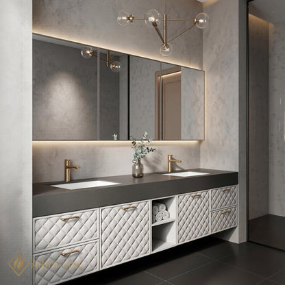 70''-96'' Bathroom Vanity with Sink Modern Floating Quilted Diamond Doors Soft Finish