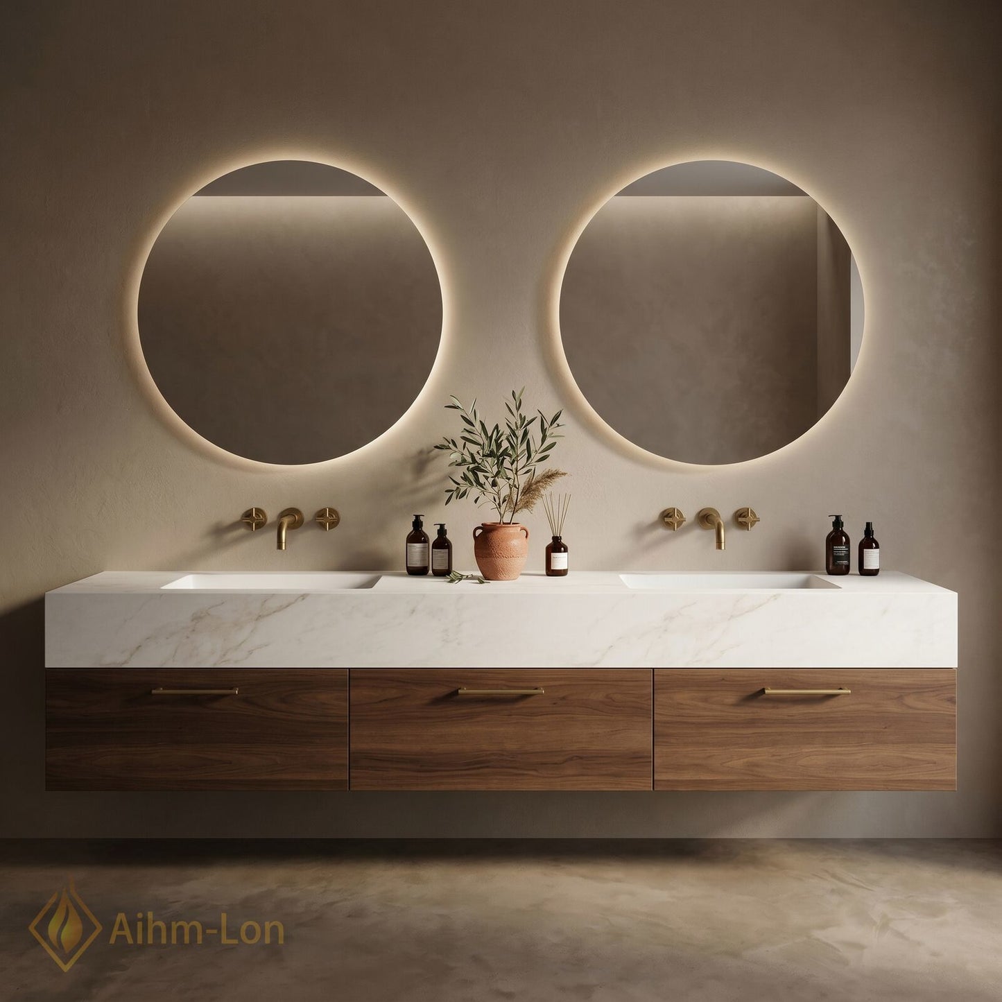 60''-96'' Double Bathroom Vanity with Sink White-Marble White Floating Modern Vanities Texture