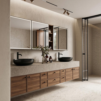 60''-96'' Double Bathroom Vanity with Sink Modern Floating Warm Wood Grain Spacious Storage