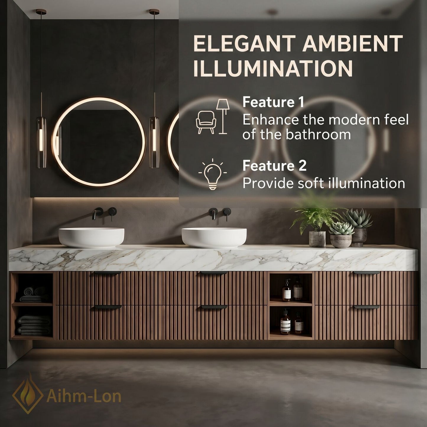 78''-96'' Double Bathroom Vanity with Sink Vertical Slatted Panels White Marble Top