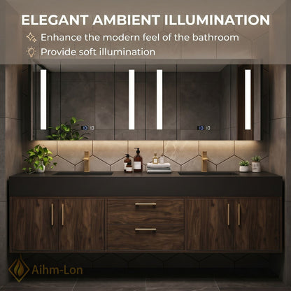60''-96'' Double Bathroom Vanity with Sink Floating Wall-Mounted Design Dark Solid Countertop