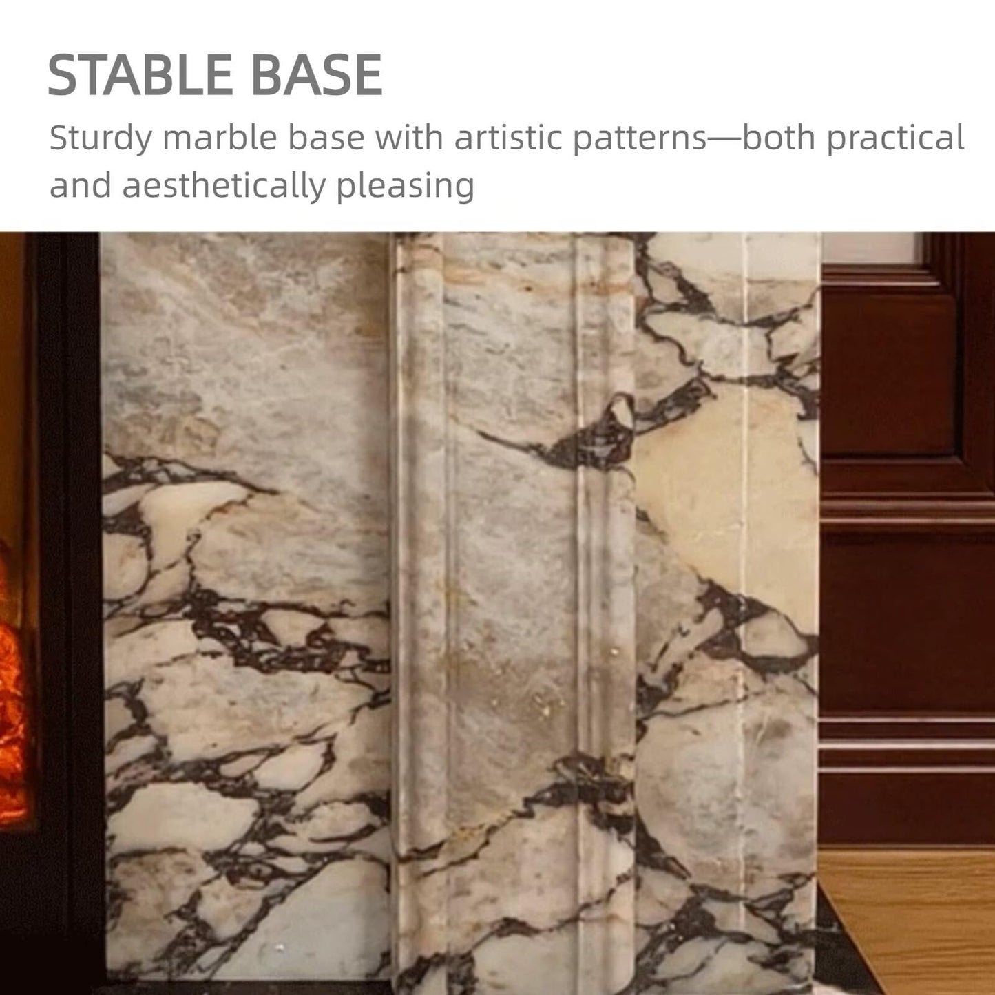 51"Marble Electric Fireplace Heater with Mantel Includes Artistic Textureheating Function
