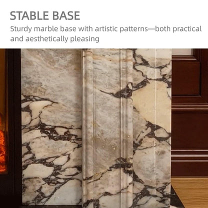 51"Marble Electric Fireplace Heater with Mantel Includes Artistic Textureheating Function
