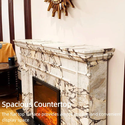 51"Marble Electric Fireplace Heater with Mantel Includes Artistic Textureheating Function