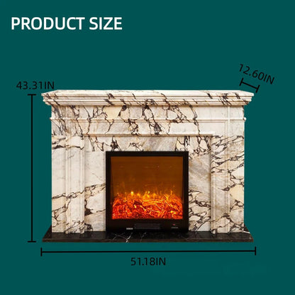 51"Marble Electric Fireplace Heater with Mantel Includes Artistic Textureheating Function