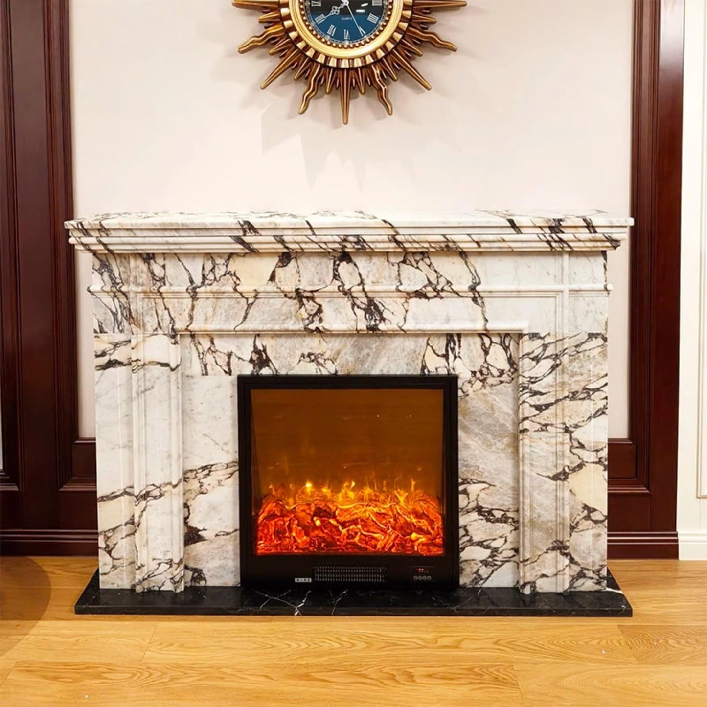 51"Marble Electric Fireplace Heater with Mantel Includes Artistic Textureheating Function