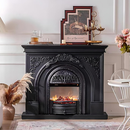 Aihm-Lon Electric Fireplace with Mantel Includes Cage Shaped Firebox