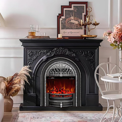 Aihm-Lon Electric Fireplace with Mantel Includes Cage Shaped Firebox