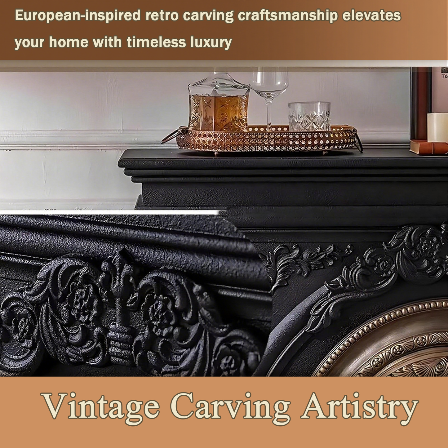 Aihm-Lon Electric Fireplace with Mantel Includes Cage Shaped Firebox