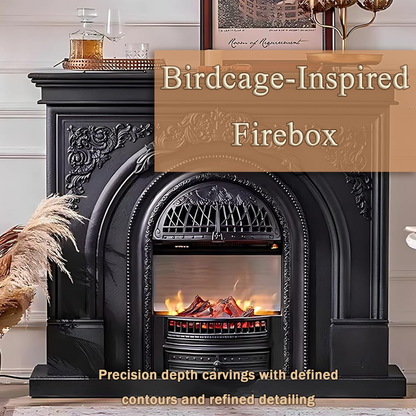 Aihm-Lon Electric Fireplace with Mantel Includes Cage Shaped Firebox
