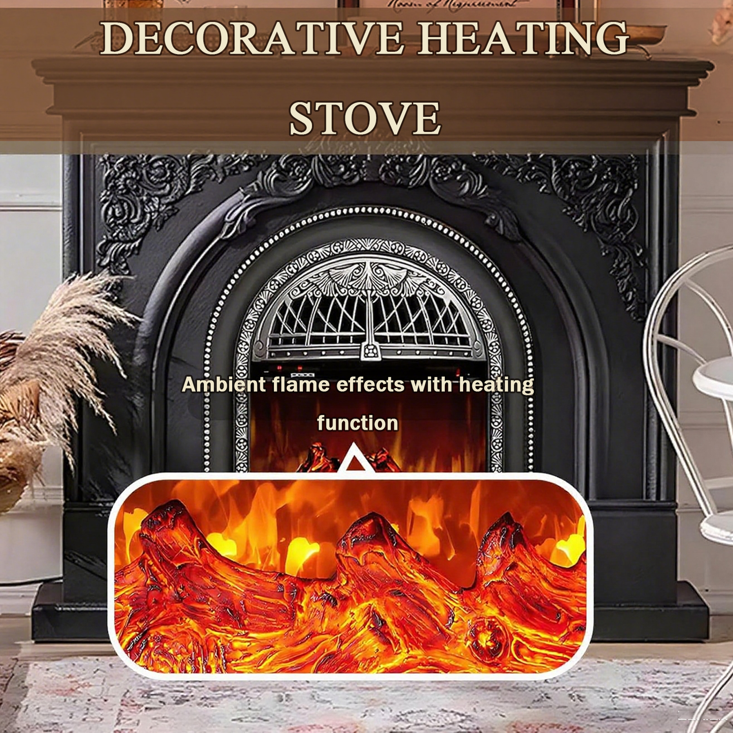 Aihm-Lon Electric Fireplace with Mantel Includes Cage Shaped Firebox