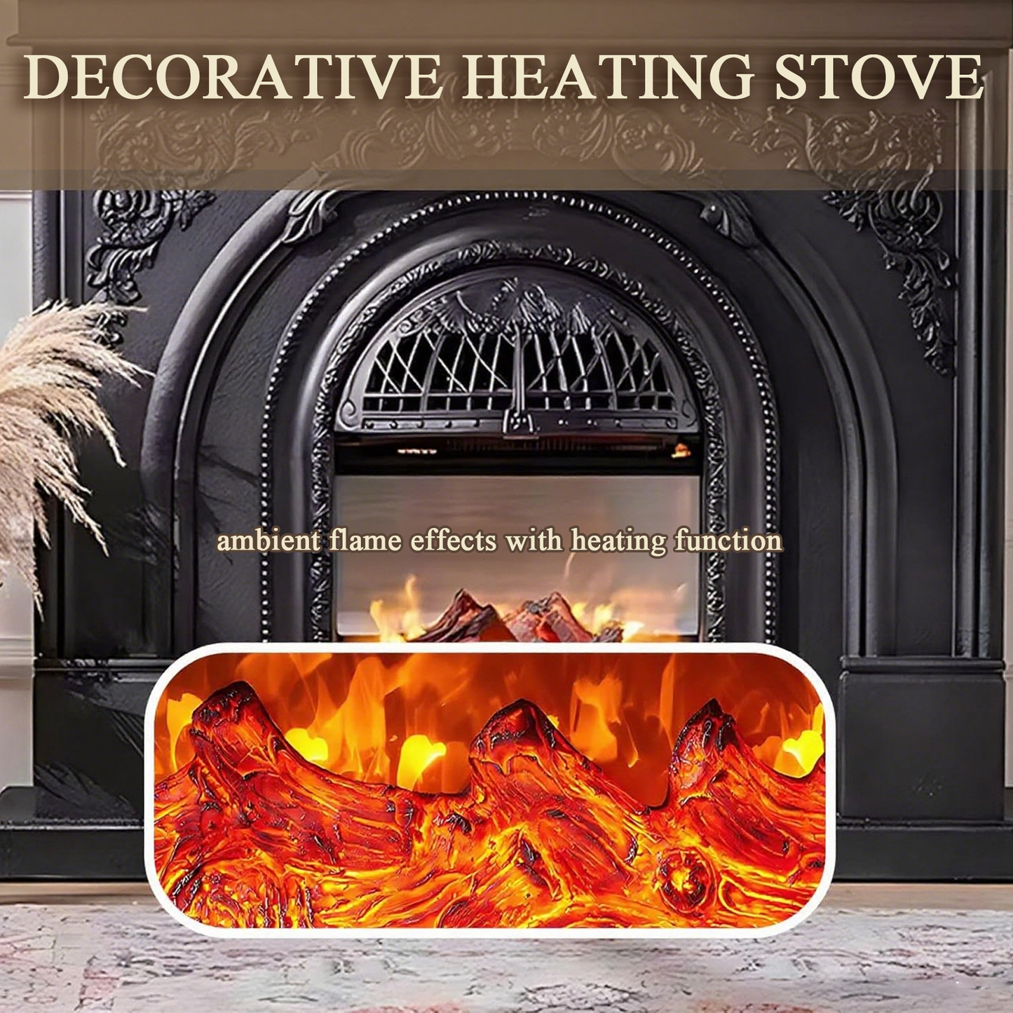 Aihm-Lon Electric Fireplace with Mantel Includes Cage Shaped Firebox