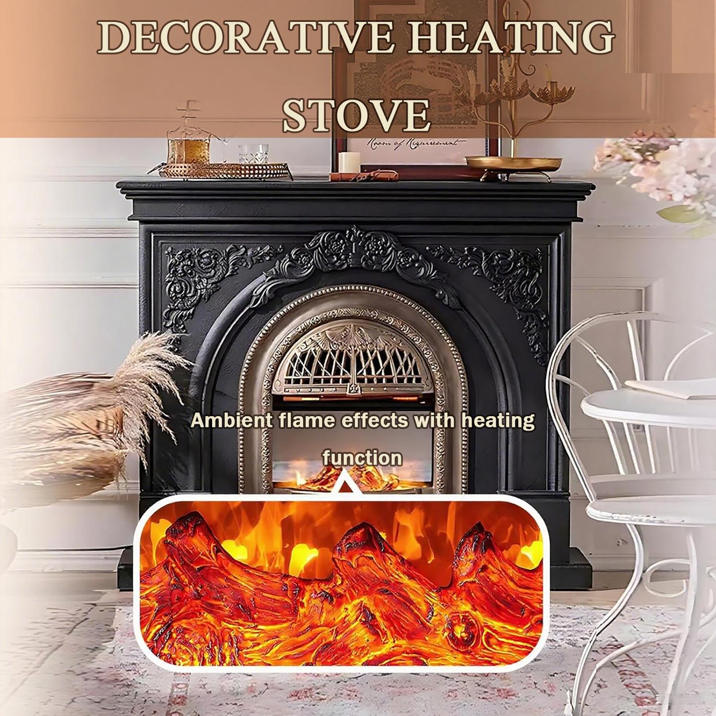 Aihm-Lon Electric Fireplace with Mantel Includes Cage Shaped Firebox