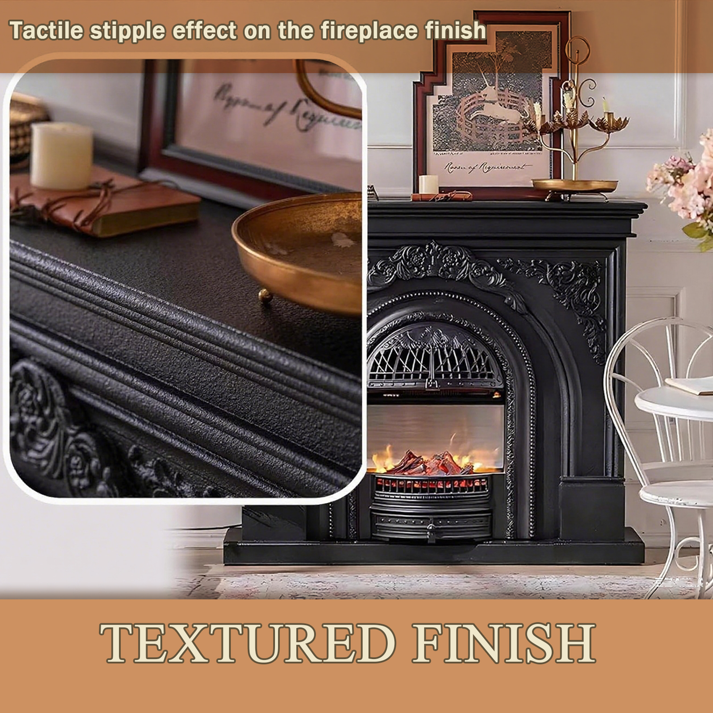 Aihm-Lon Electric Fireplace with Mantel Includes Cage Shaped Firebox