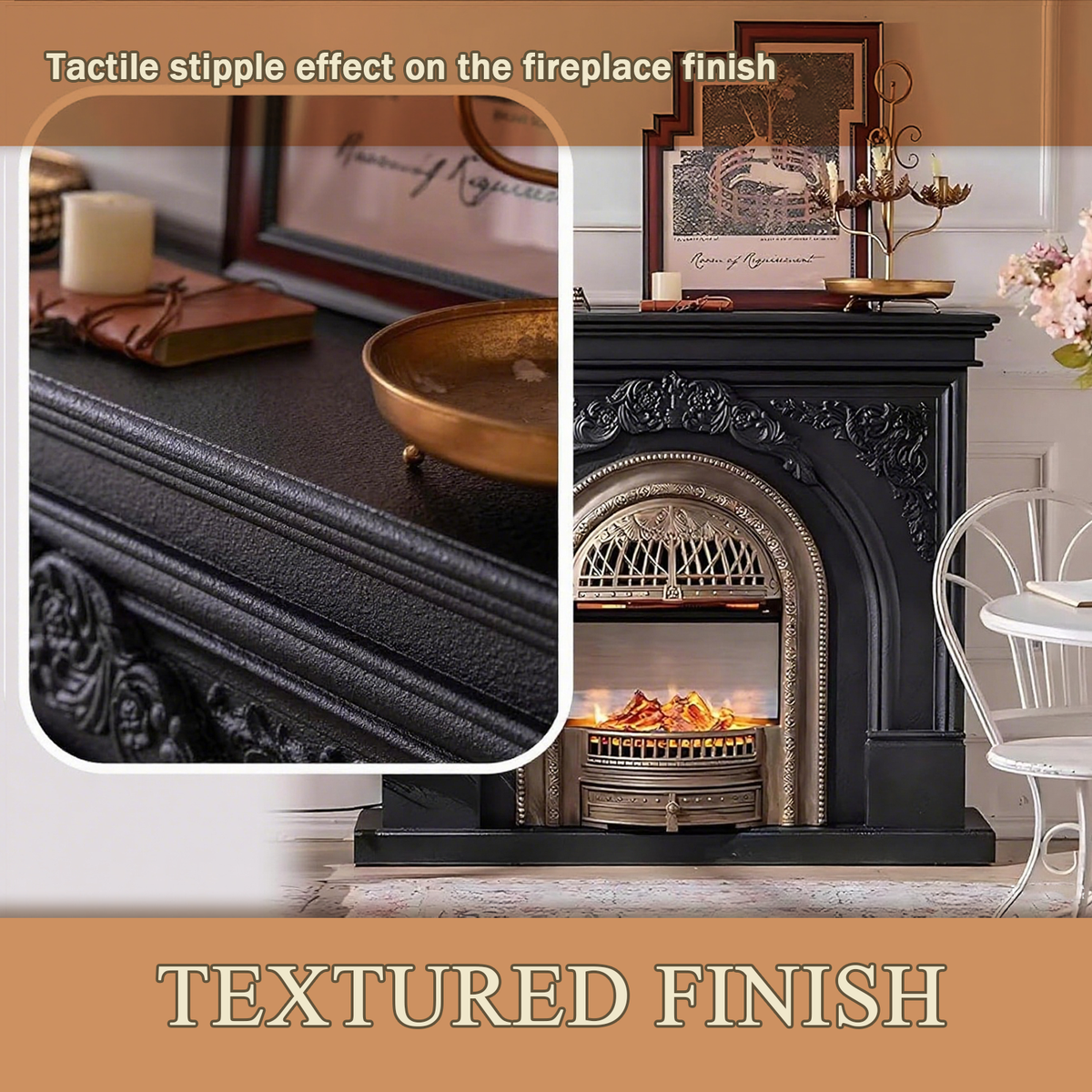 Aihm-Lon 60"*45 "Electric Fireplace with Mantel Includes Cage Shaped Firebox