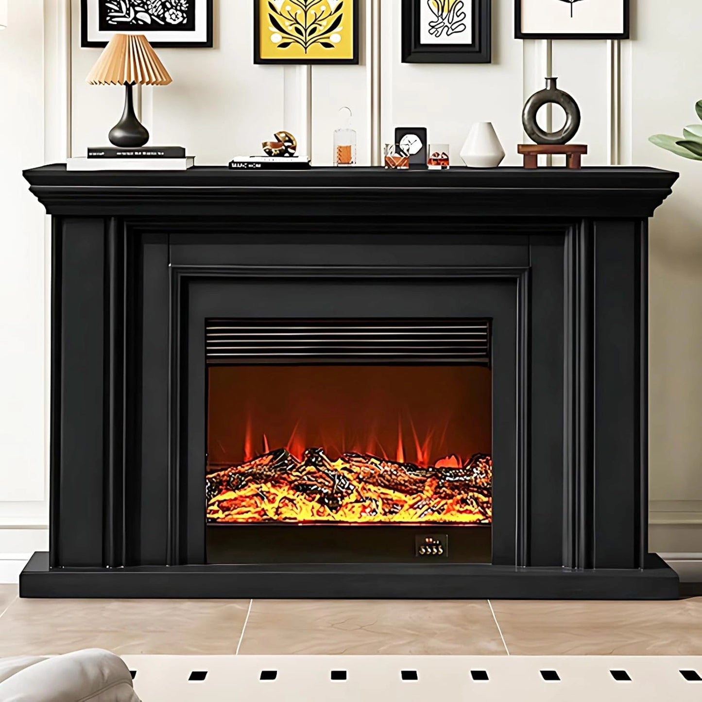 Aihm-Lon Electric Fireplace Straight Line Design with Simple Countertop 59”