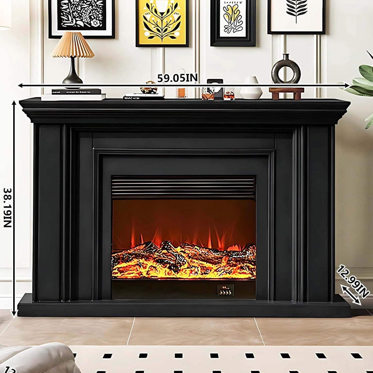 Aihm-Lon Electric Fireplace Straight Line Design with Simple Countertop 59”