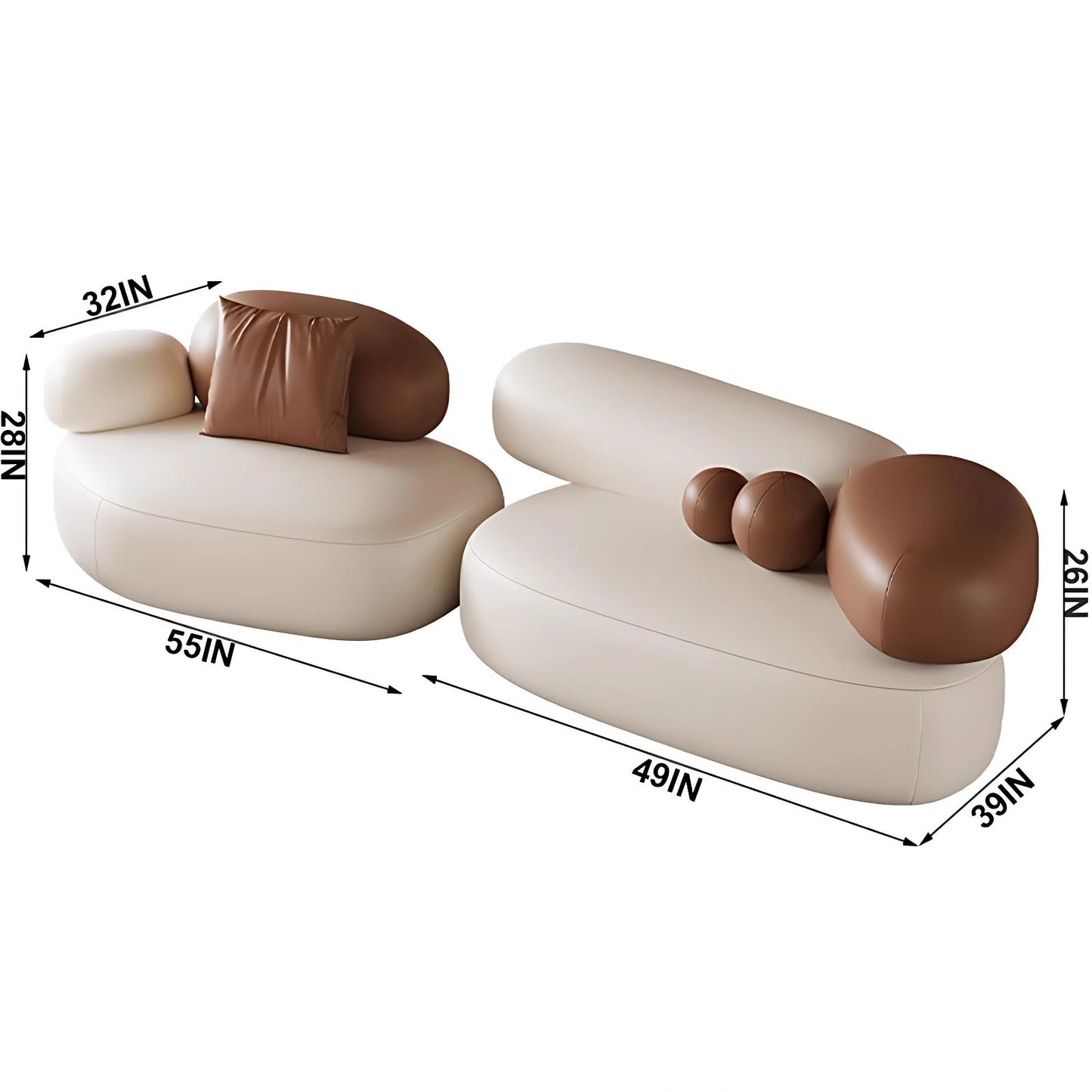 Aihm-Lon Commercial Use Sofa Set for Beauty Salon with Stool and Coffee Tables 49"-55"