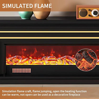 Aihm-Lon Minimalist Electric Fireplace with Realistic Flame Effects 59”-95”