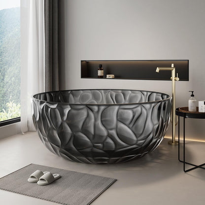 Freestanding Bathtubs - Transparent Bathtub Rose Pattern   Includes Curved Bowl Shape