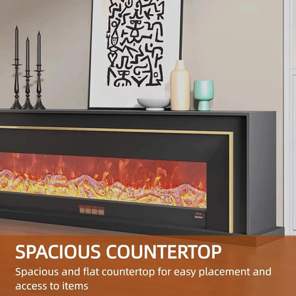 Aihm-Lon Exquisite Electric Fireplace with Golden Line Decoration 71”-87”