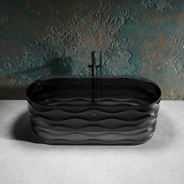 Aihm-Lon Freestanding Bathtubs - Wavy Transparent Bathtub Hot  Curved Back Support