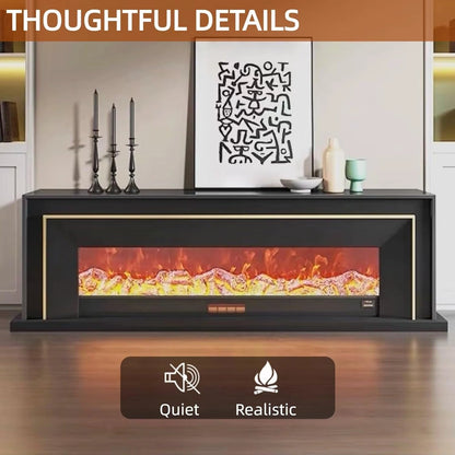 Aihm-Lon Exquisite Electric Fireplace with Golden Line Decoration 71”-87”