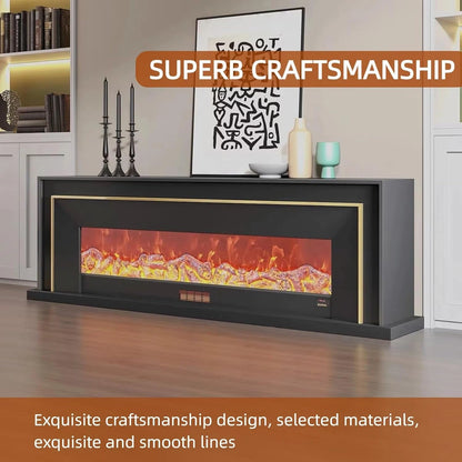 Aihm-Lon Exquisite Electric Fireplace with Golden Line Decoration 71”-87”