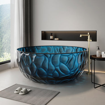 Freestanding Bathtubs - Transparent Bathtub Rose Pattern   Includes Curved Bowl Shape