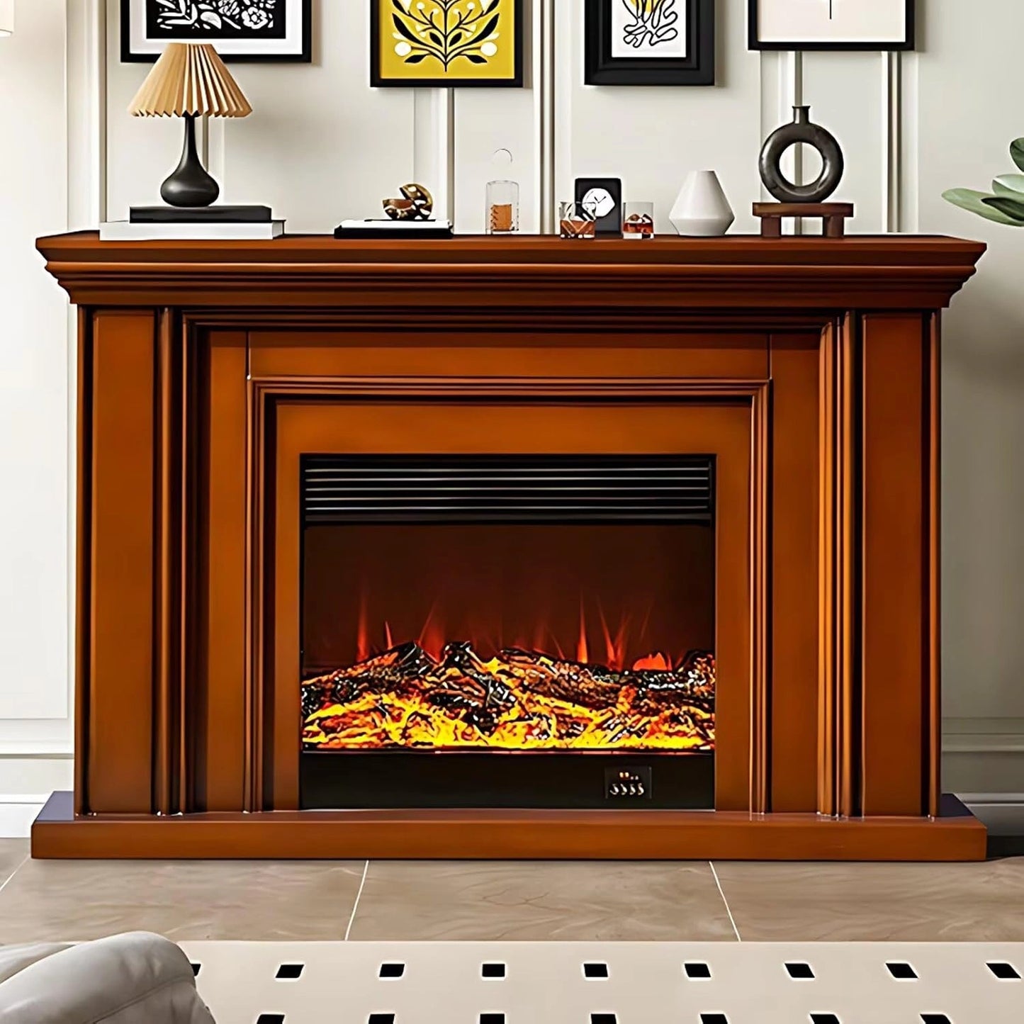 Aihm-Lon Electric Fireplace Straight Line Design with Simple Countertop 59”