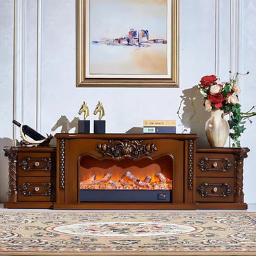 Aihm-Lon Luxurious Electric Fireplace Includes Vintage Carving with 4 Drawers 81”