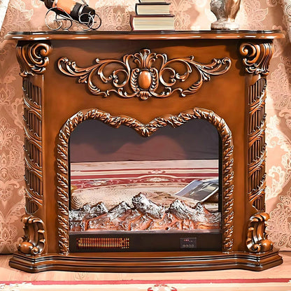 Aihm-Lon Electric Fireplace Includes Swirling Texture Design with Floral Pattern 47”