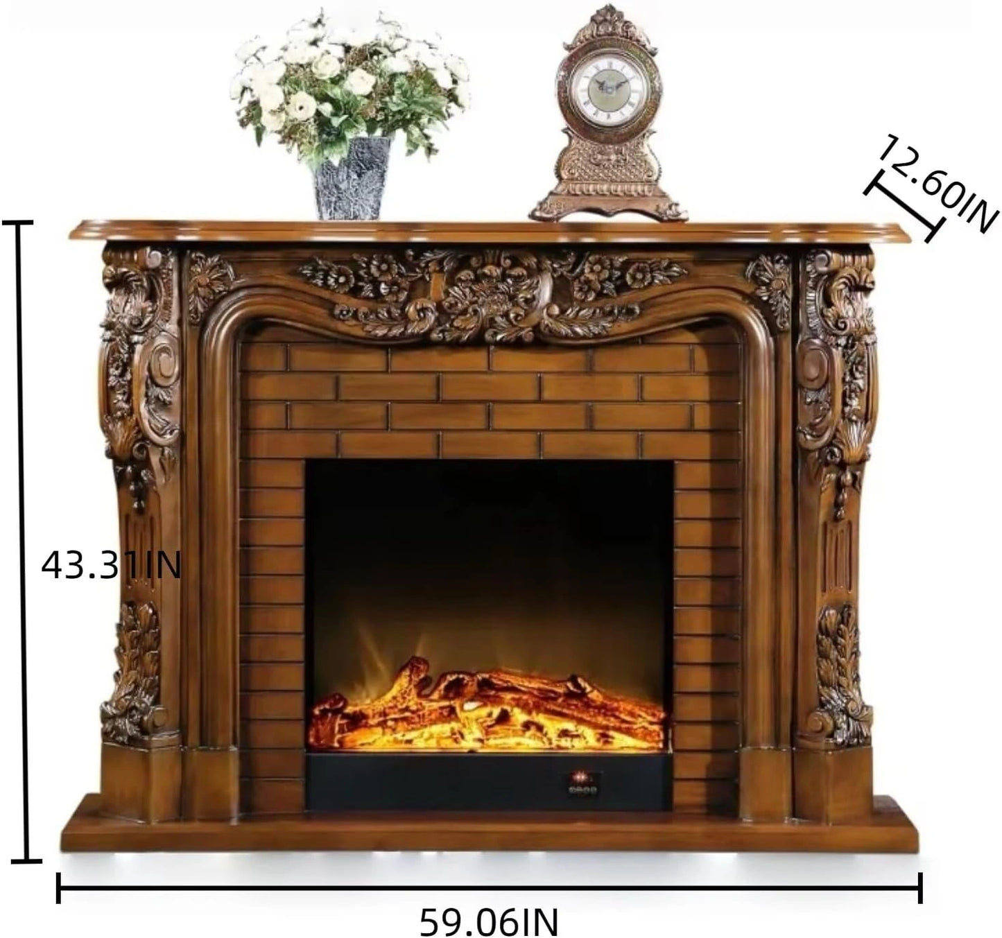 Aihm-Lon Luxurious Electric Fireplace with European Baroque Patterns 59”