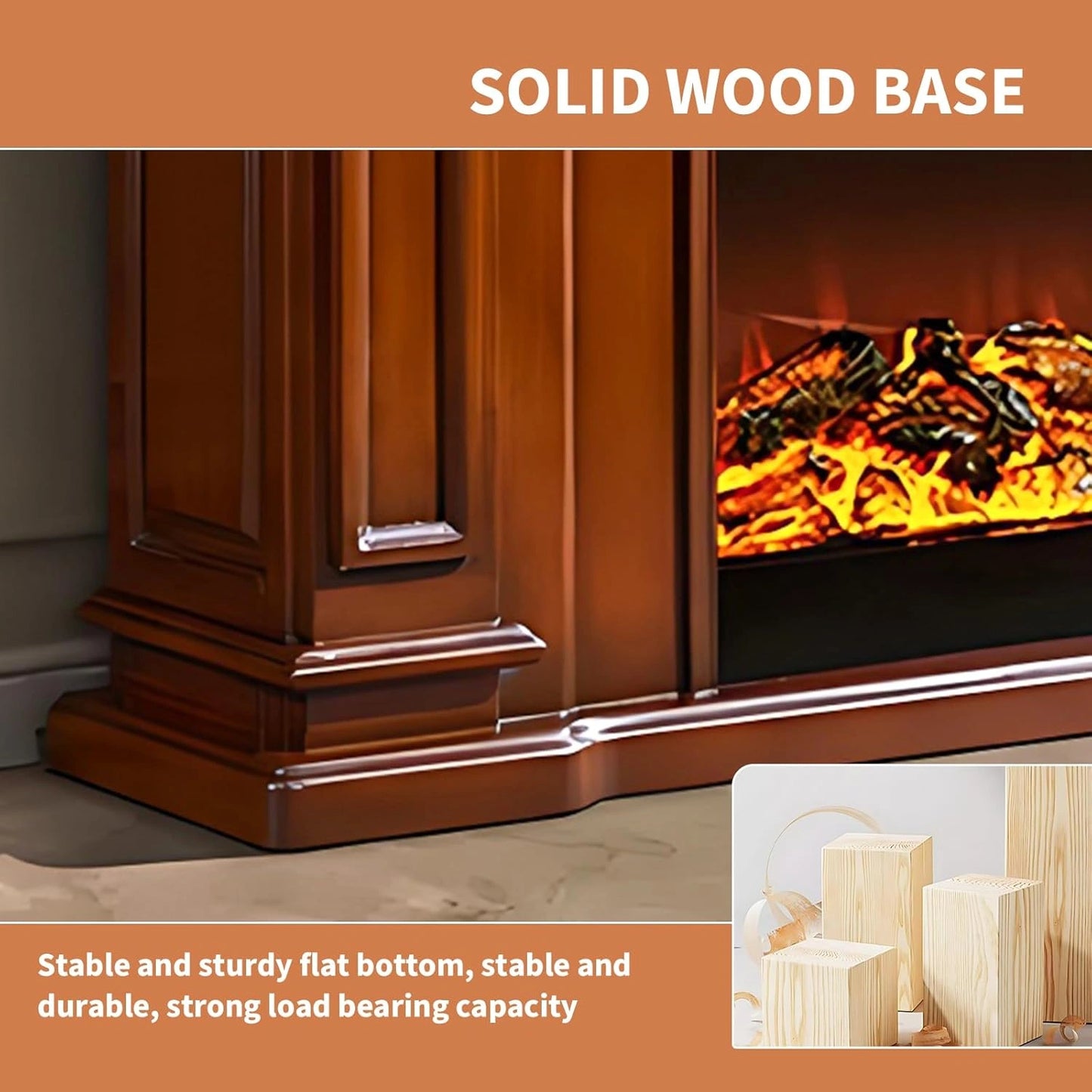 Aihm-Lon Electric Fireplace Includes French Retro Minimalist Line Design 59”