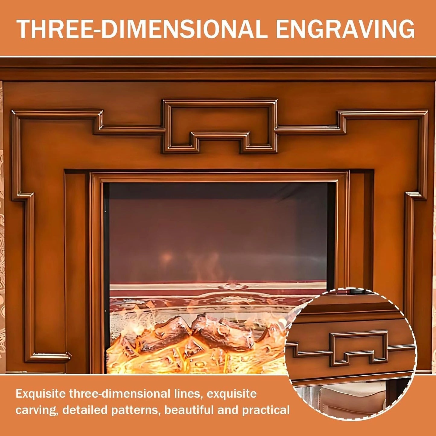 Aihm-Lon Indoor Electric Fireplace Includes Polygonal Line Design 47”