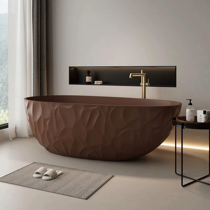 59" Bathtub Artistic Pleated  Soaking Tub with Overflow  Includes Ergonomic Design